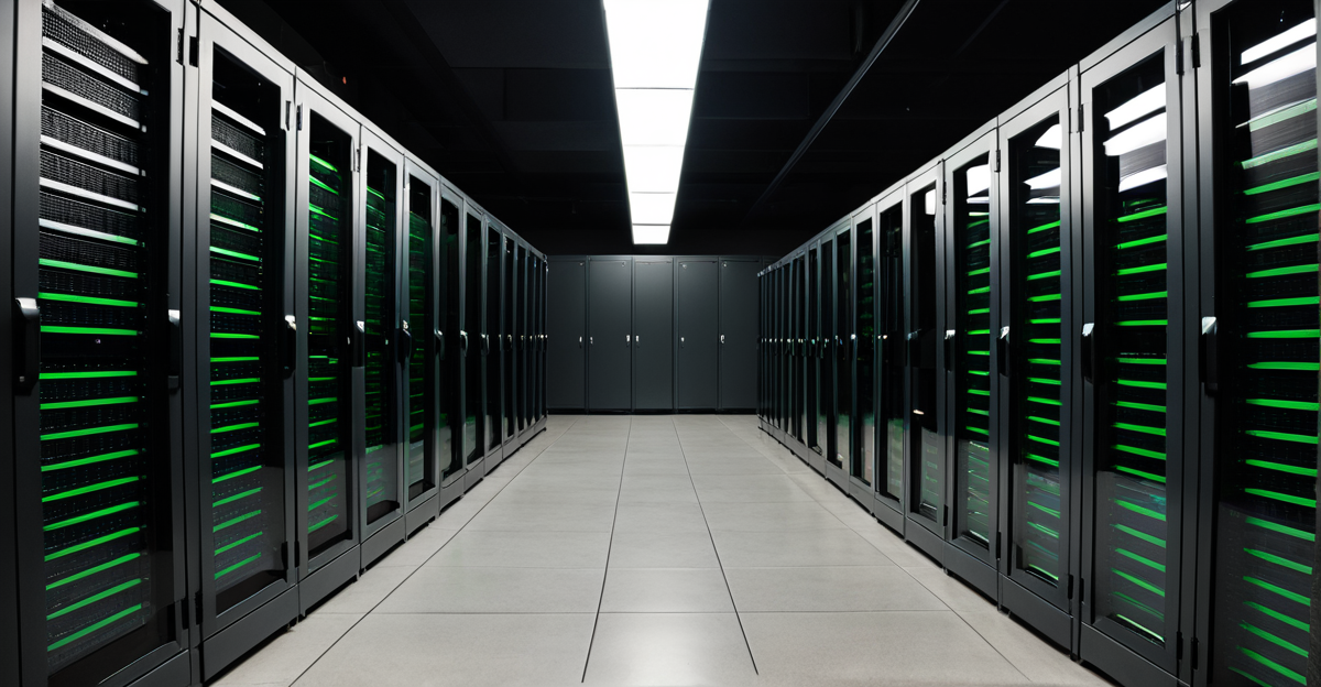 High-performance GPU server racks in a modern data center representing the infrastructure of the AI Boom 2024