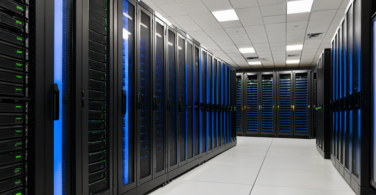 Close-up of high-performance GPU hardware used to train advanced AI foundation models.