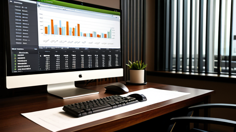 Dual-monitor financial workstation displaying capital structure models and spreadsheets.