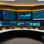 Cybersecurity operations center monitoring global blockchain networks and exchange security metrics.