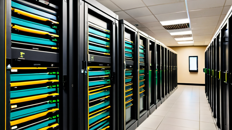 High-tech server room housing secure infrastructure for digital asset transactions.