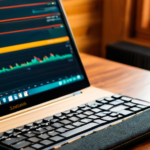 A developer's desk with a mechanical keyboard, notebook of equations, and a secure hardware wallet connected to a laptop.