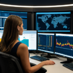 Cybersecurity operations center monitoring real-time blockchain transactions and network security protocols.