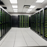 High-density GPU server racks in a modern data center representing the physical infrastructure of artificial intelligence.