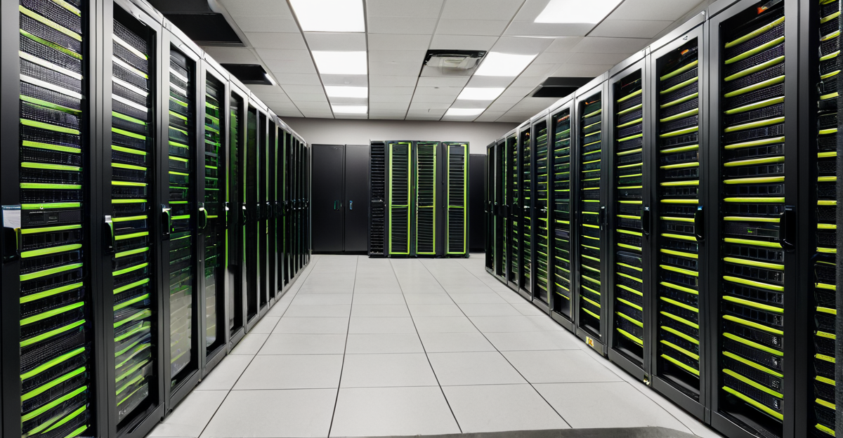High-density GPU server racks in a modern data center representing the physical infrastructure of artificial intelligence.