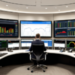 Modern trading floor with digital screens showing real-time global market data and financial trends in 2026