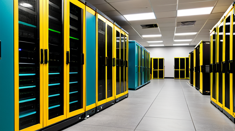 High-performance GPU server racks and mining rigs operating inside a climate-controlled data center.
