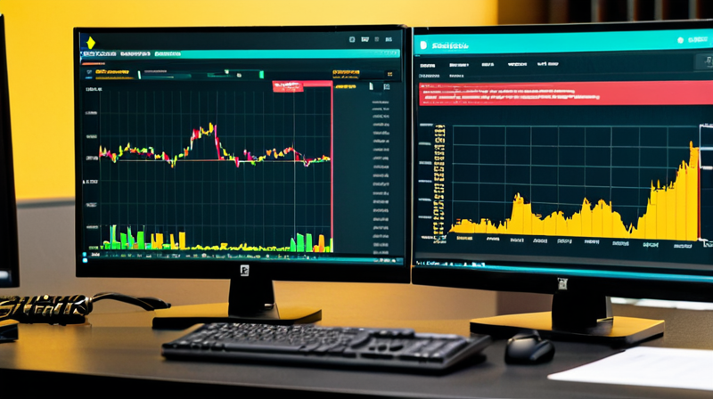 A professional trading desk setup showing market analysis tools and hardware security keys.