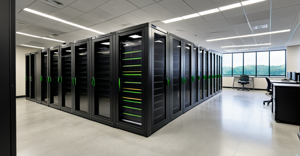 High-performance computing server room hosting generative AI models