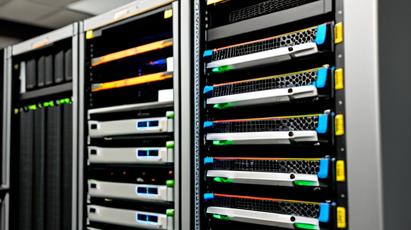 Close-up of GPU server rack with cooling fans, illustrating the hardware backbone of generative AI.