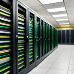 High-performance GPU server racks in a modern data center powering generative AI infrastructure.