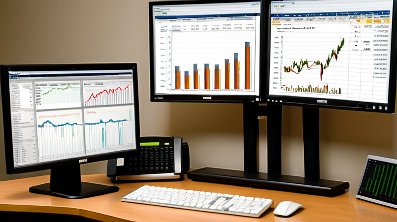 Multi-monitor financial trading terminal displaying market data