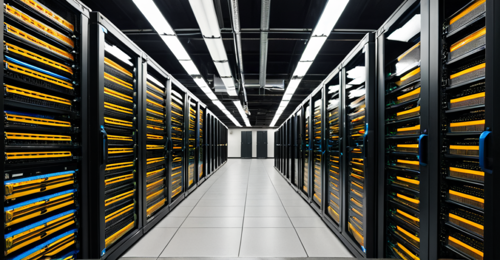 High-density GPU server racks in a modern data center representing global AI infrastructure.