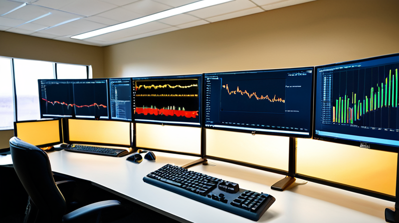 Developer workstation displaying diagnostic monitors with code and user journey video analysis.