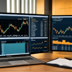 Cryptocurrency market trading desk with analytical charts and hardware wallet