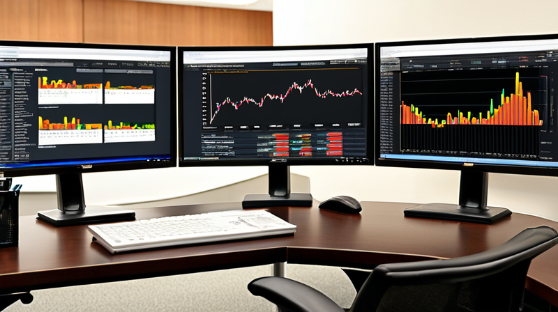 Dual-monitor workstation displaying complex leveraged buyout models and valuation spreadsheets