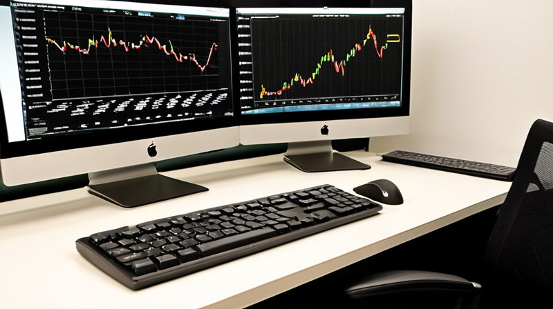 Financial analyst workstation displaying mean-variance analysis and efficient frontier plots.