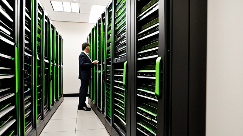 Secure server room housing investment banking private cloud infrastructure.