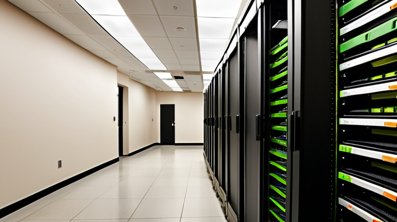 Secure server racks in a financial institution's data center representing high-frequency trading infrastructure.