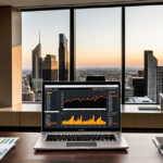 Modern corporate boardroom table with financial reports and digital portfolio dashboard representing private equity and investment banking.