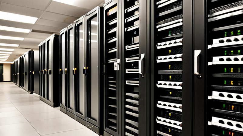 High-tech server room housing infrastructure for financial data processing.