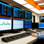 Industrial monitoring dashboard displaying semiconductor manufacturing metrics and supply chain data