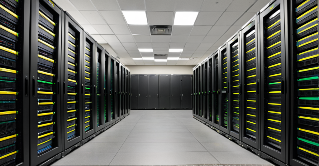 High-density GPU server racks in a modern data center representing the infrastructure powering the AI boom.