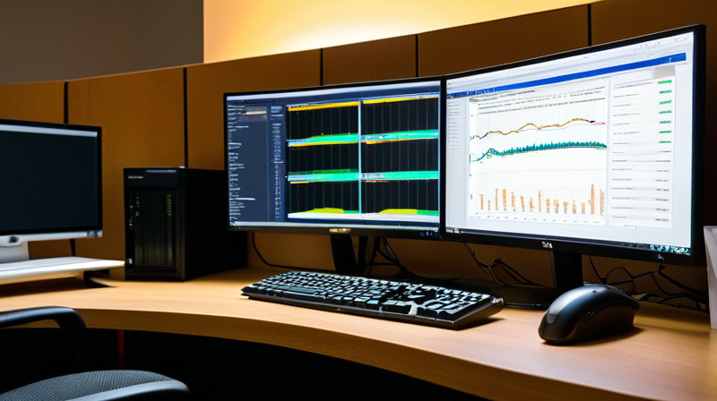 Developer workspace displaying neural network training diagnostics on a curved monitor.