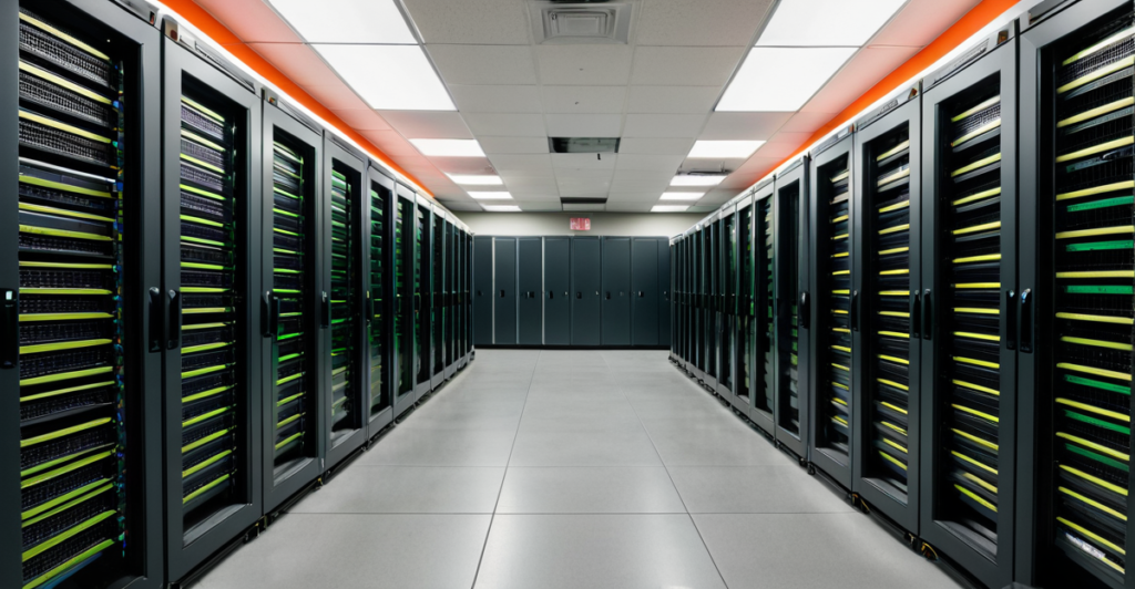 High-density GPU server racks in a modern data center representing the infrastructure driving the AI boom.