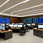 A modern corporate trading desk displaying financial charts and asset allocation spreadsheets