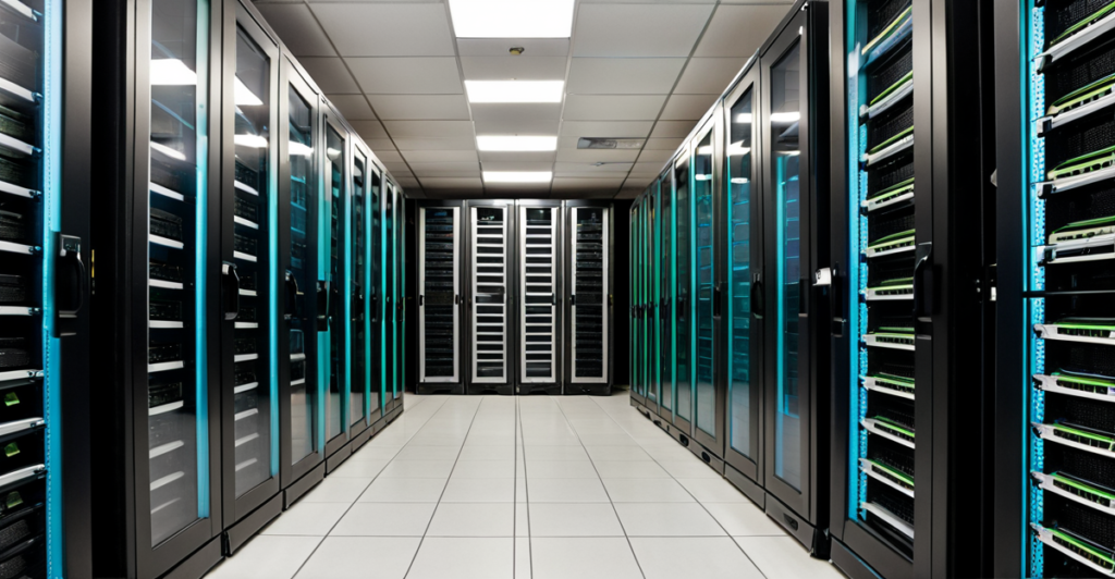 High-performance GPU server racks in a modern data center representing the infrastructure of the AI boom.