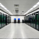 High-performance GPU server racks in a modern Beijing data center powering generative AI foundation models.