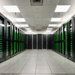 High-performance GPU server racks in a modern data center representing Moonshot AI infrastructure