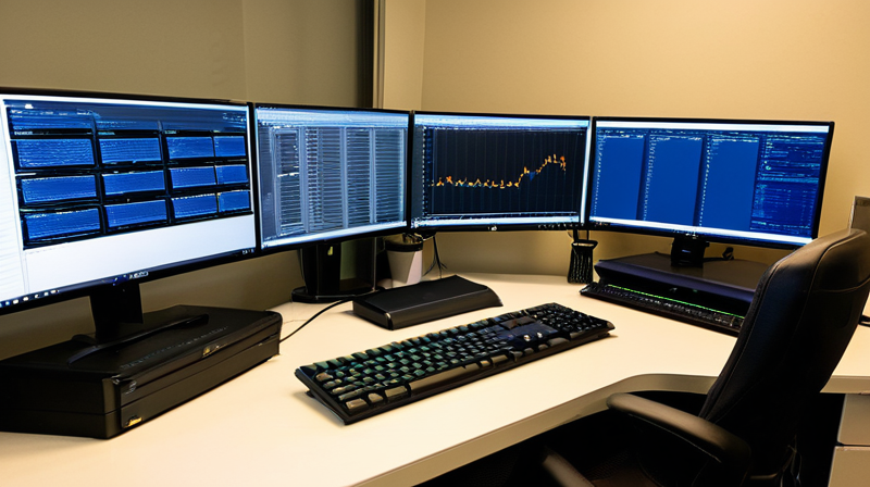 Developer workspace with code and neural network diagrams on dual monitors