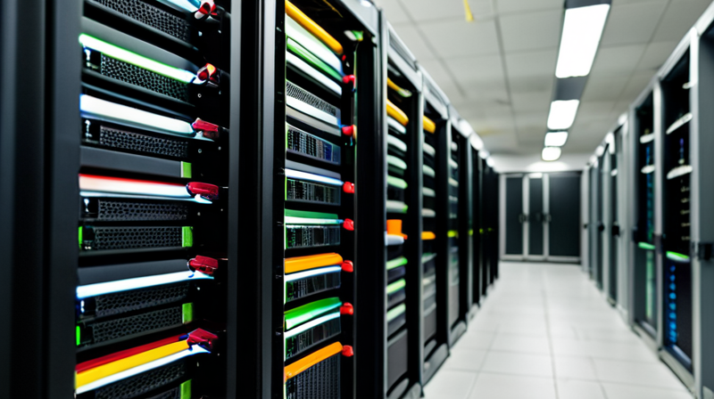Secure server racks in a data center representing the infrastructure behind blockchain networks.