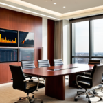 Modern wealth management office with financial market dashboards on screens