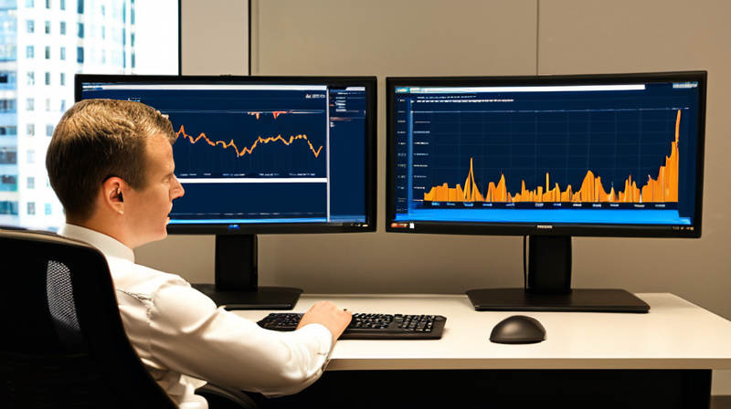 Dual-monitor workstation showing custodian integration software