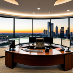 A modern wealth management terminal displaying real-time portfolio data and asset allocation charts on a curved monitor.