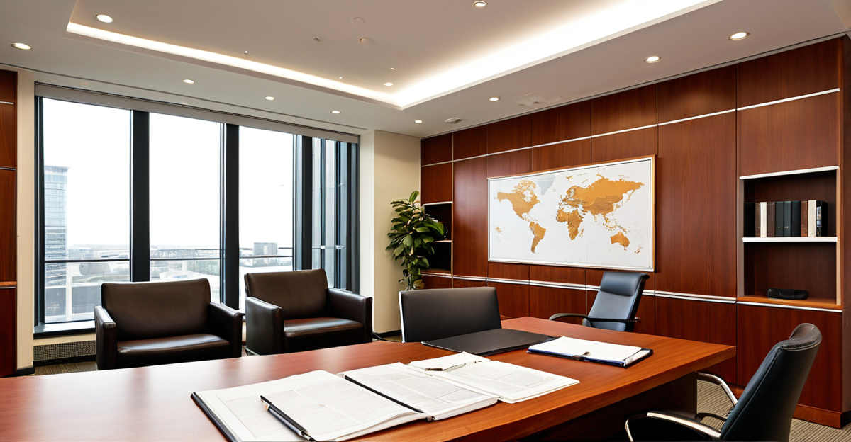 Overview of a high-tech financial trading floor with multiple screens displaying market data, symbolizing strategic financial investments.