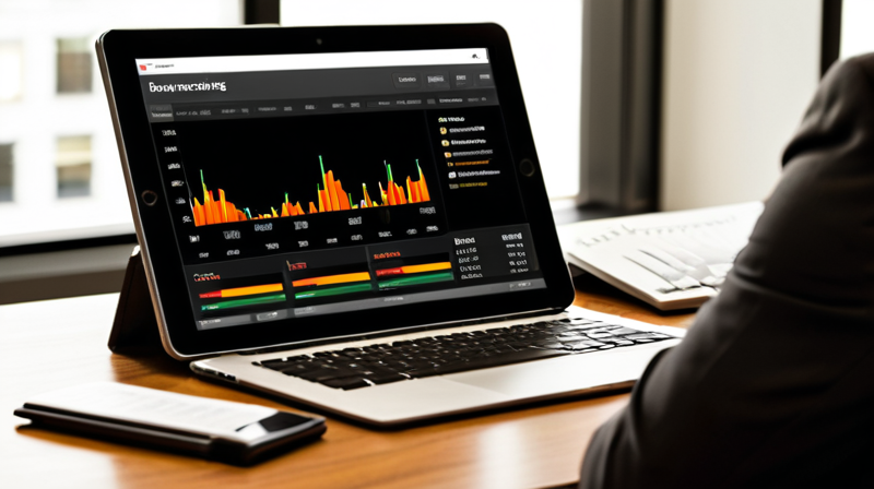 Tablet showing asset allocation dashboard and portfolio diversification metrics