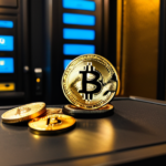 Hardware wallet connected to a laptop showing a secure transaction, with a handwritten public key fingerprint nearby, symbolizing digital asset security.