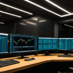 High-tech server room with glowing indicator lights, representing the infrastructure behind digital assets.