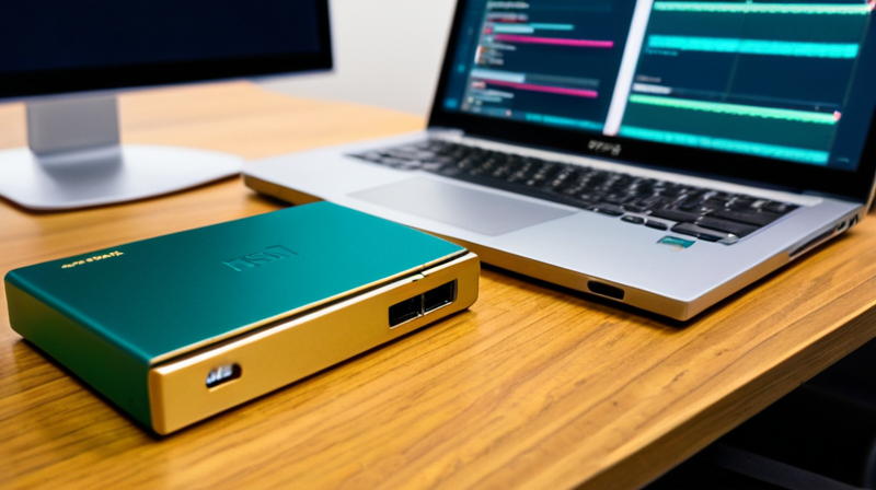 Close-up of a hardware security module and physical hardware wallet on a workspace.