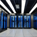 High-density GPU server racks inside a modern Beijing data center representing Moonshot AI infrastructure