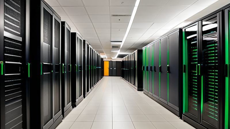 Modern secure server room hosting financial data infrastructure