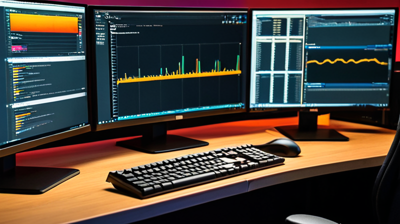 Developer workspace showing neural network training screens and a clean web interface.