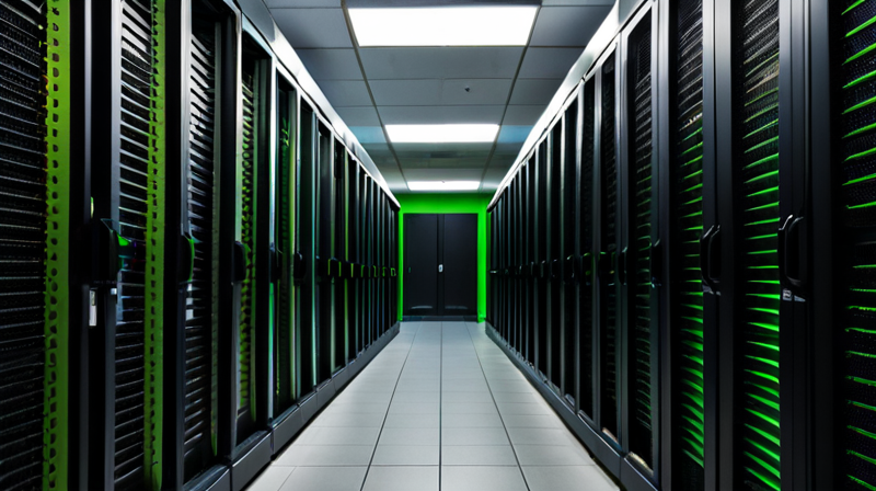 High-density GPU server racks inside a modern data center